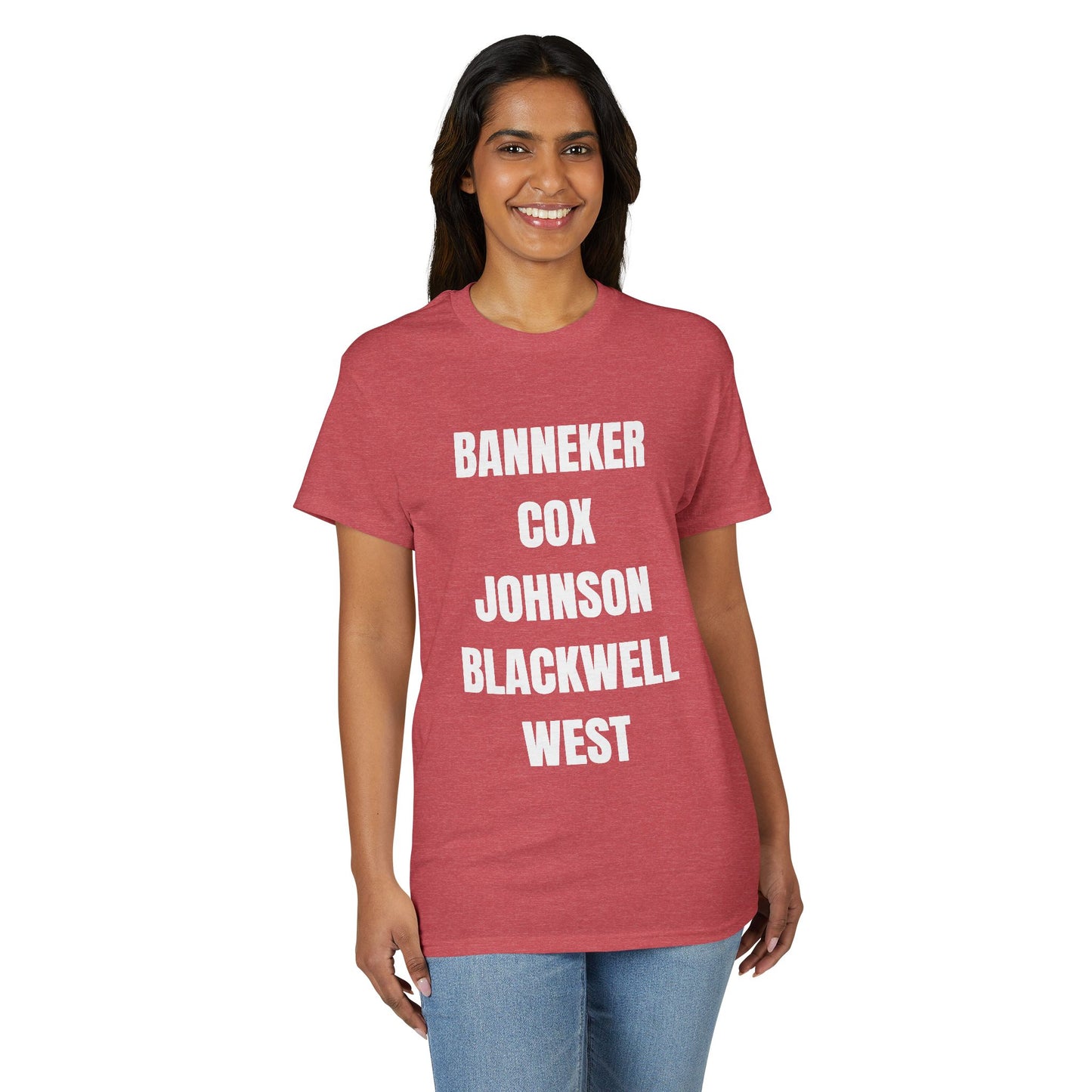 Unisex Magnificent Mathematicians T-shirt — Banneker, Cox, Johnson, Blackwell, West