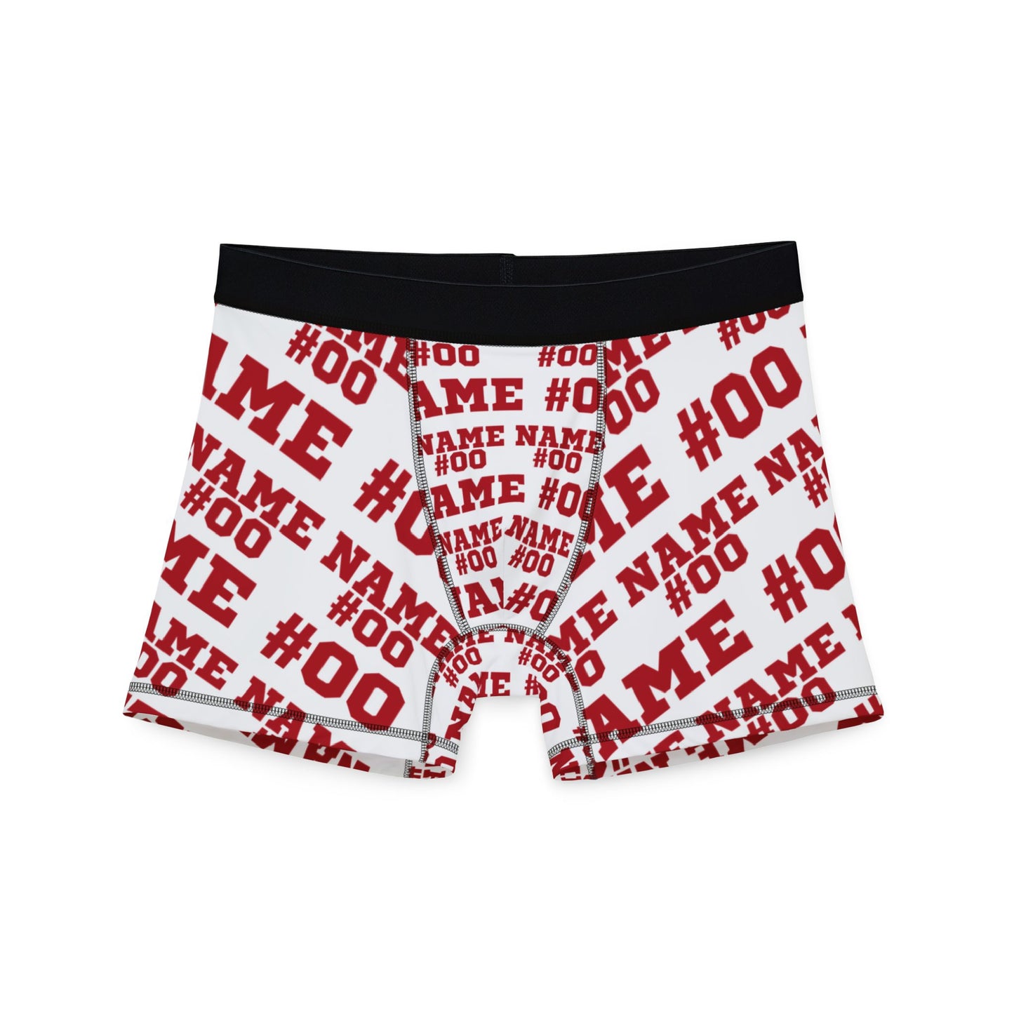 Red Customizable Name and Number Boxers