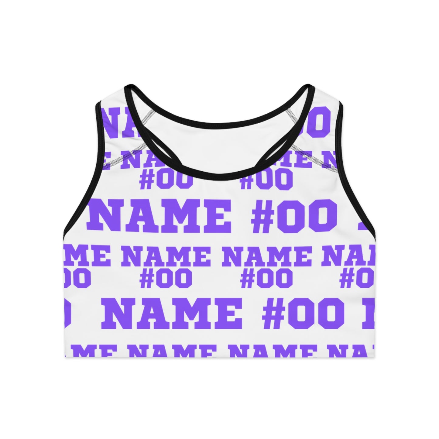Purple Customizable Name and Number Sports Bra