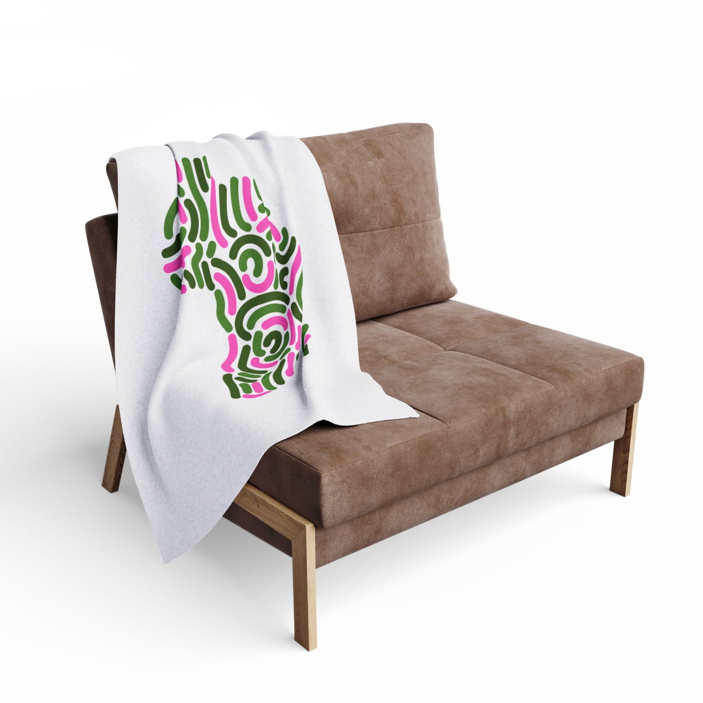 Abstract Africa Map Arctic Fleece Blanket | Pink Green Contour Design