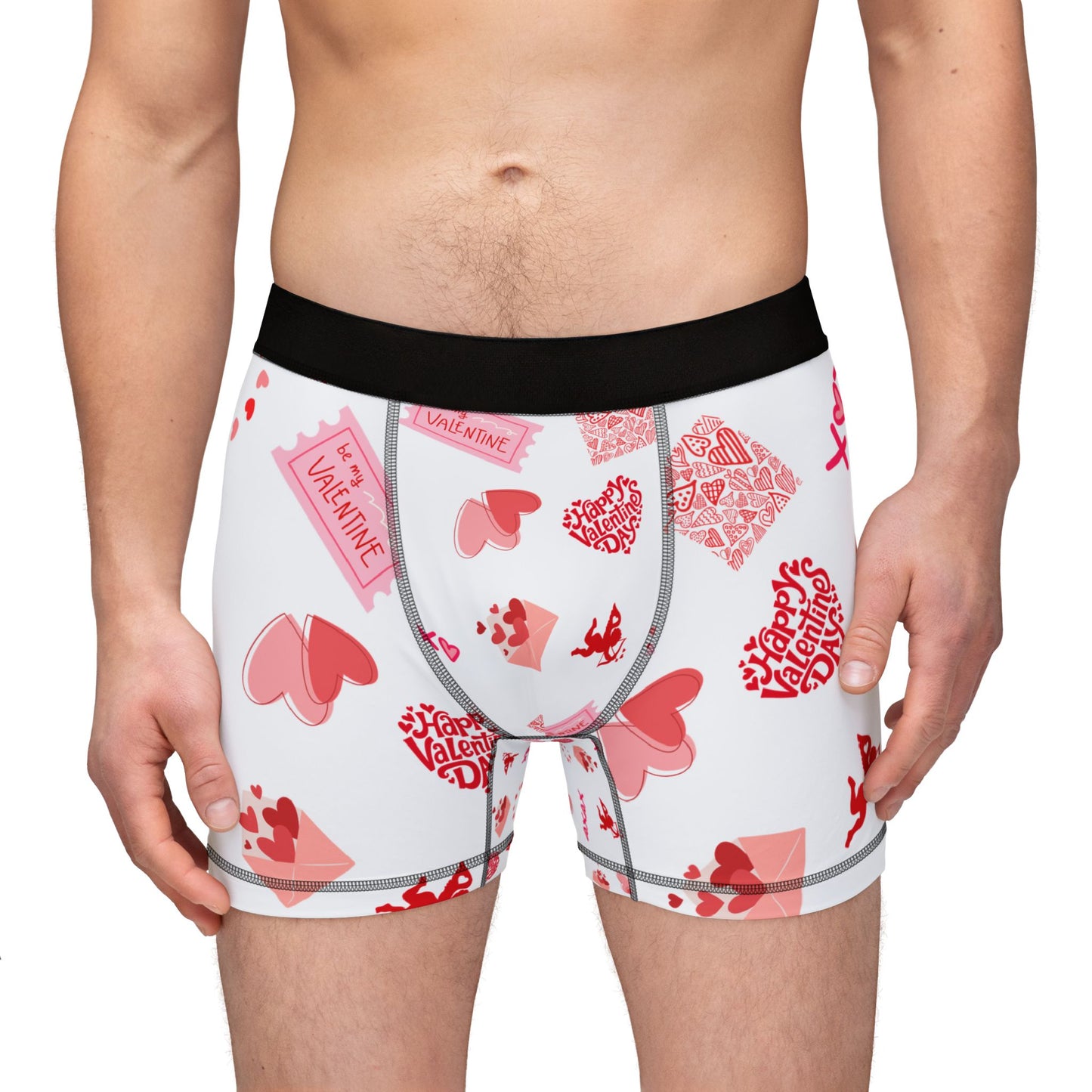 Boxers — Valentine's Day Hearts & Cupid Pattern Men's Boxer Briefs