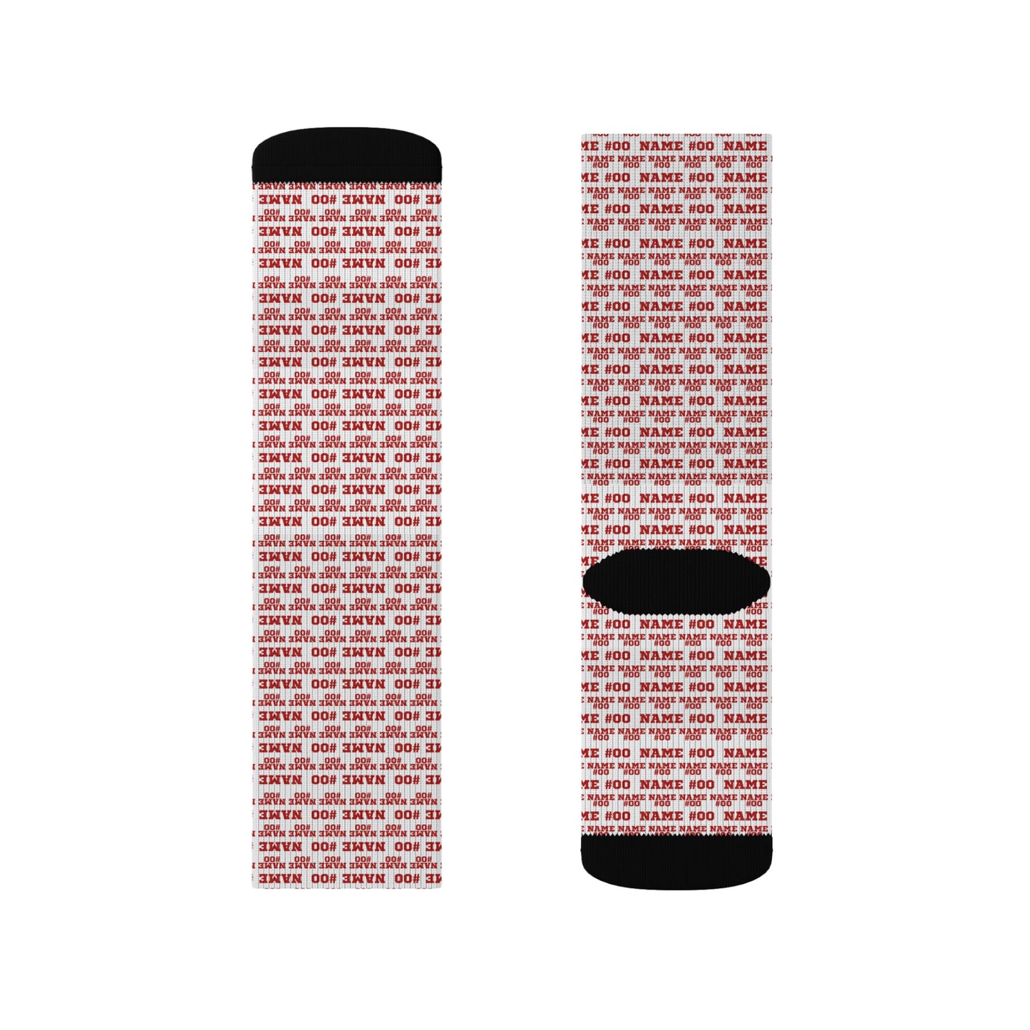 Red Customized Name Pattern Socks