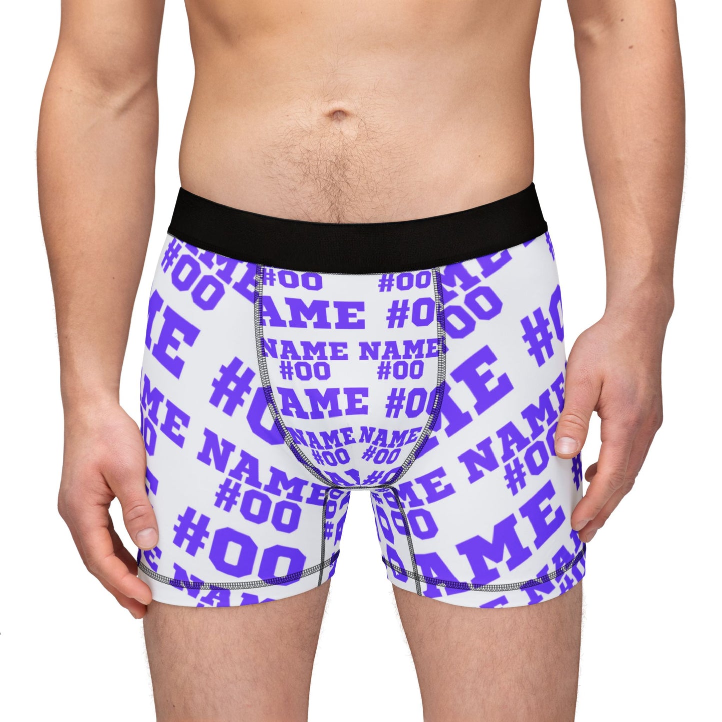 Purple Customizable Name and Number Boxers