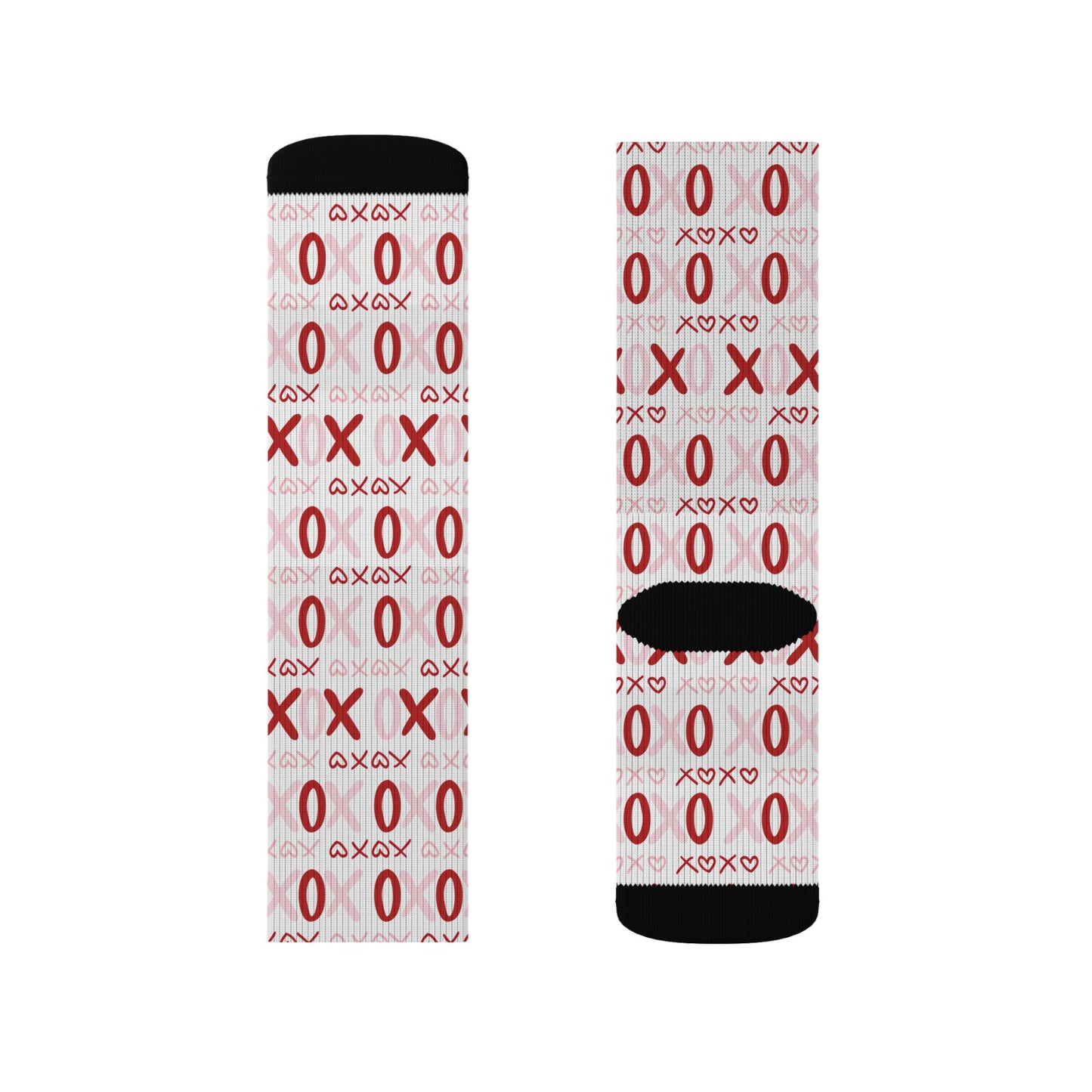 XOXO Pattern Sublimation Socks — Valentine’s Day Red & White Crew Socks