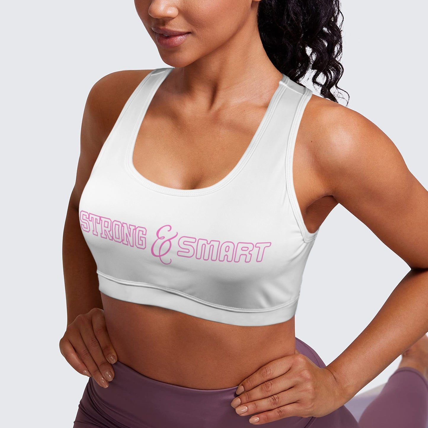 Strong and Smart Racerback Sports Bra - White