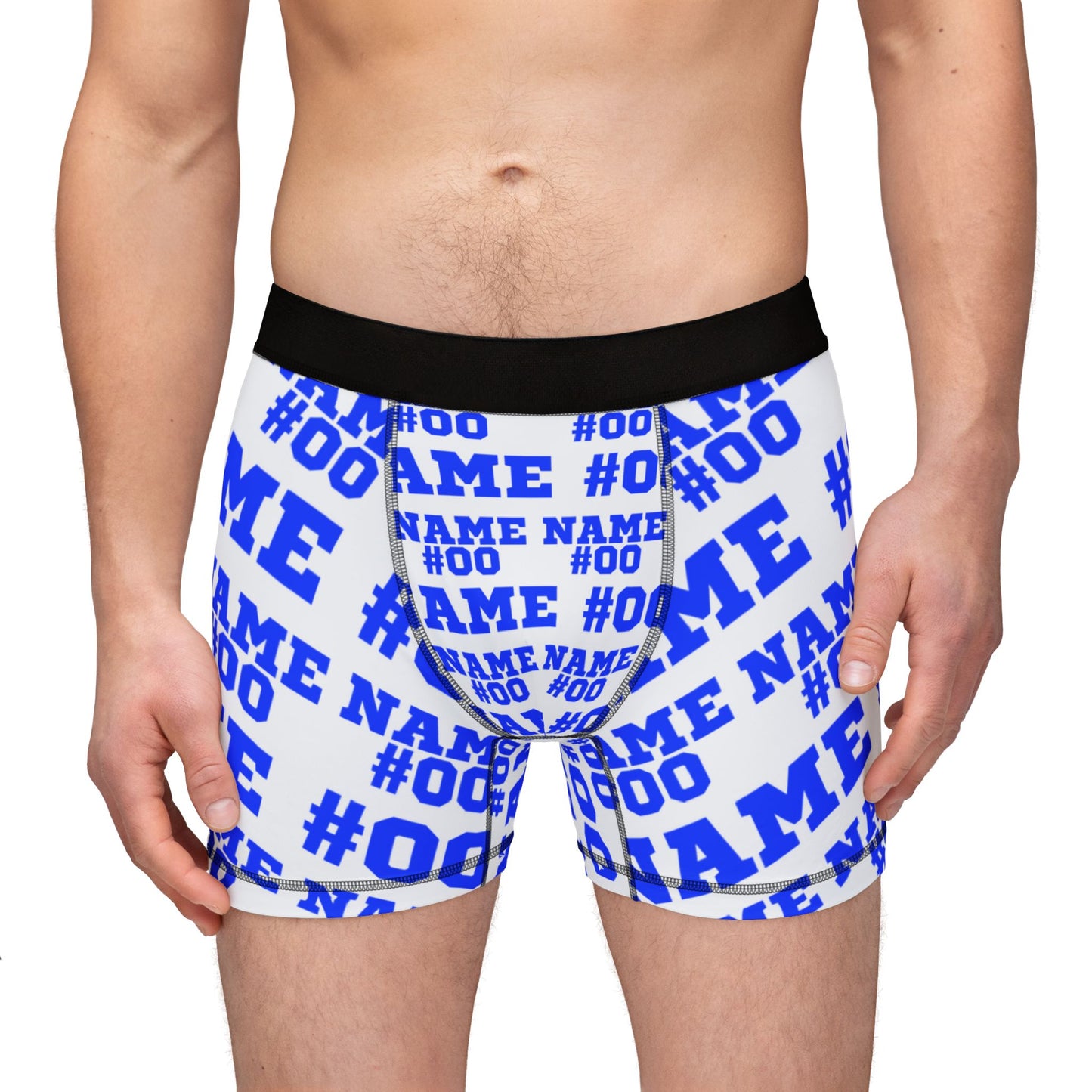 Blue Customizable Name and Number Boxers
