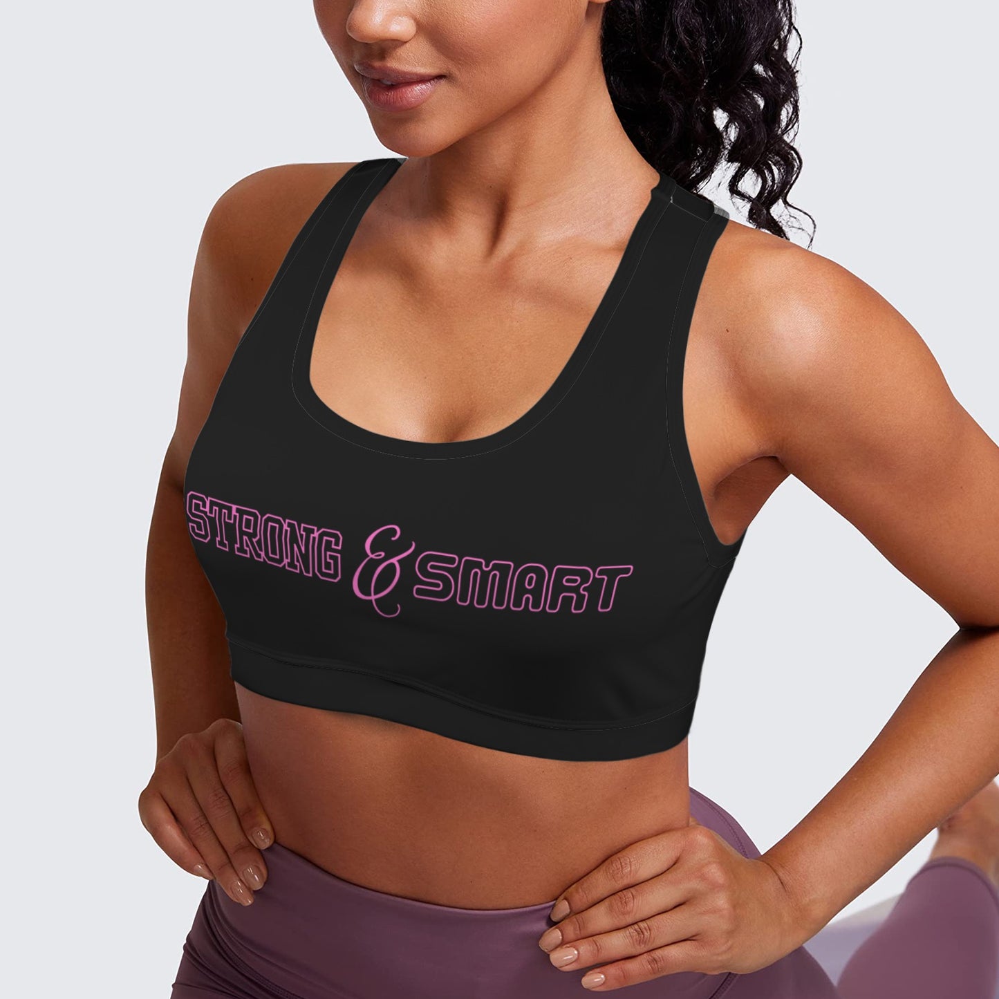 Strong and Smart Racerback Sports Bra - Black