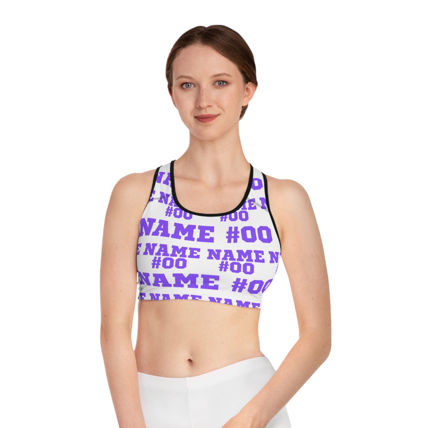 Purple Customizable Name and Number Sports Bra
