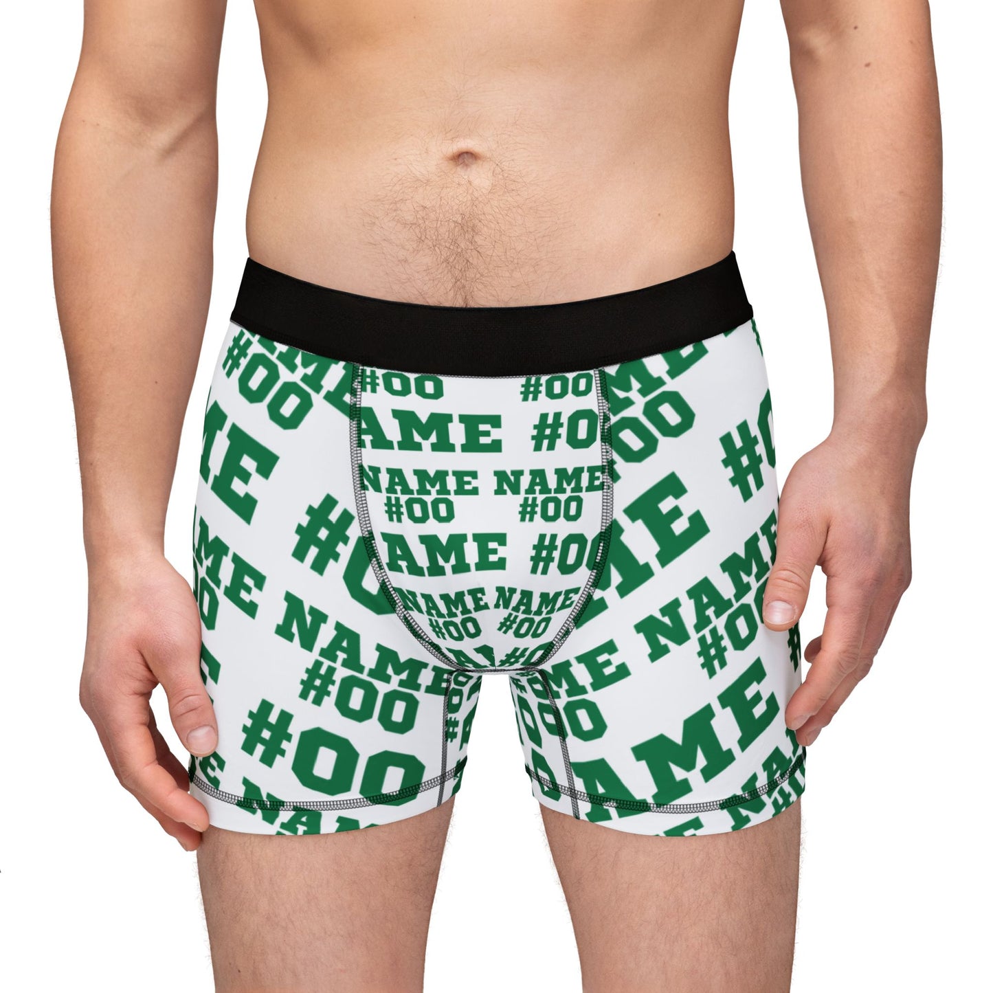 Green Customizable Name and Number Boxers
