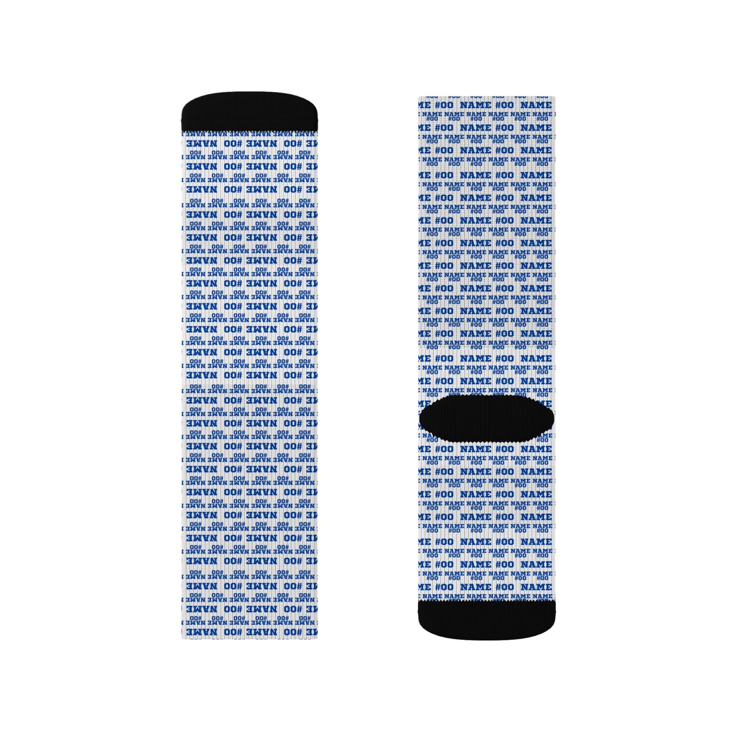 Blue Customized Name Pattern Socks