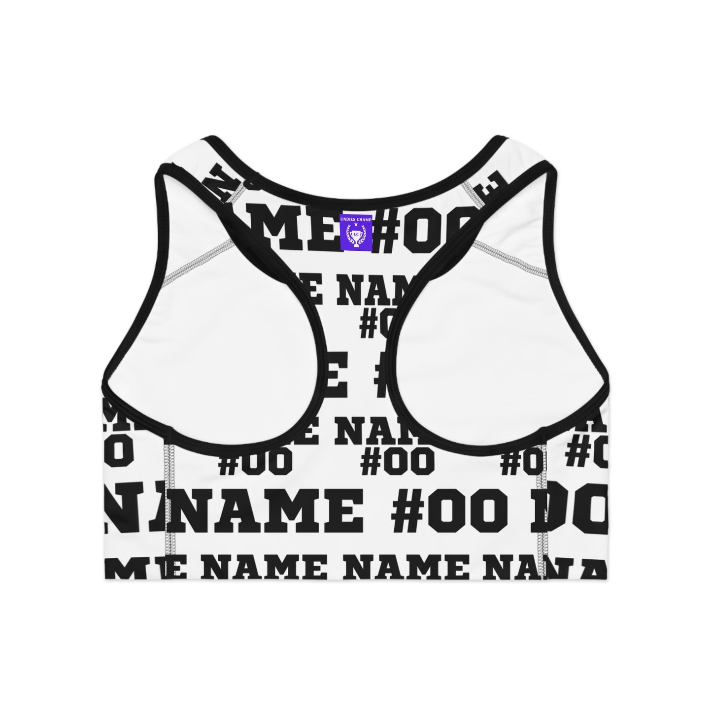 Black Customizable Sports Bra