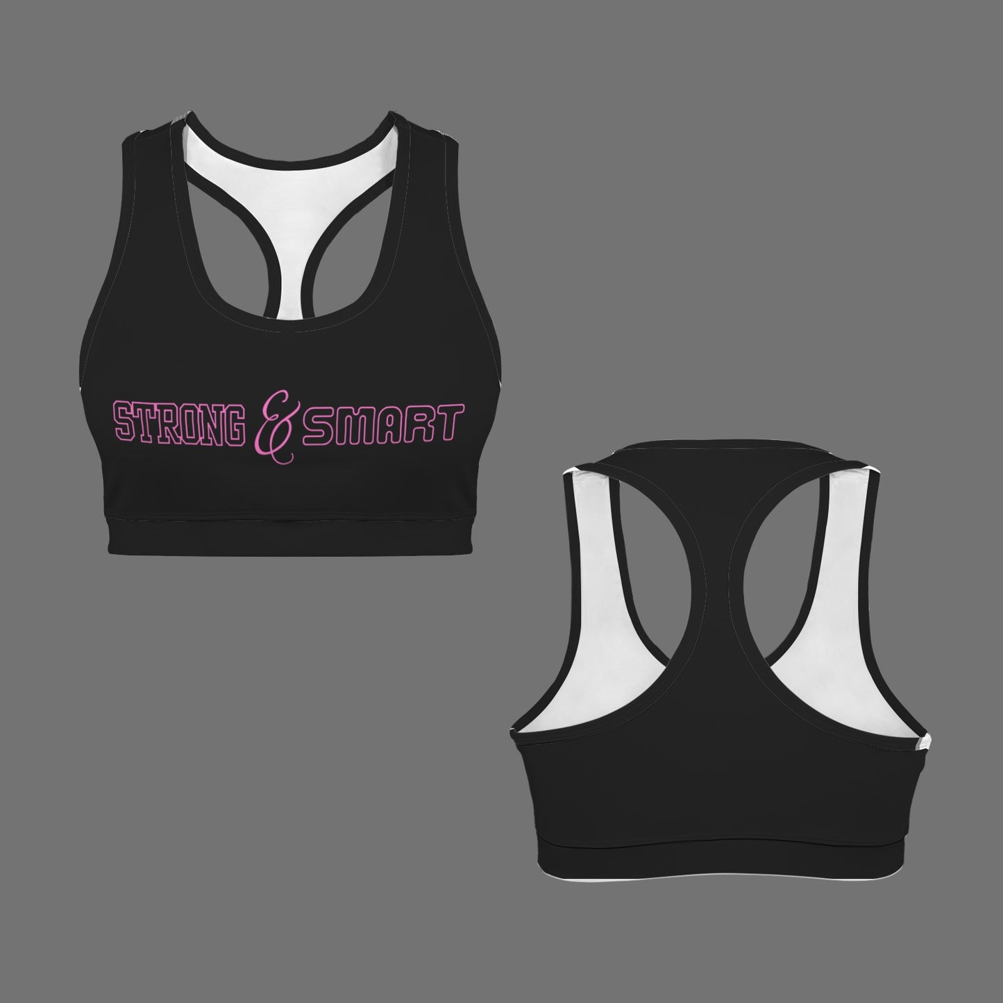 Strong and Smart Racerback Sports Bra - Black