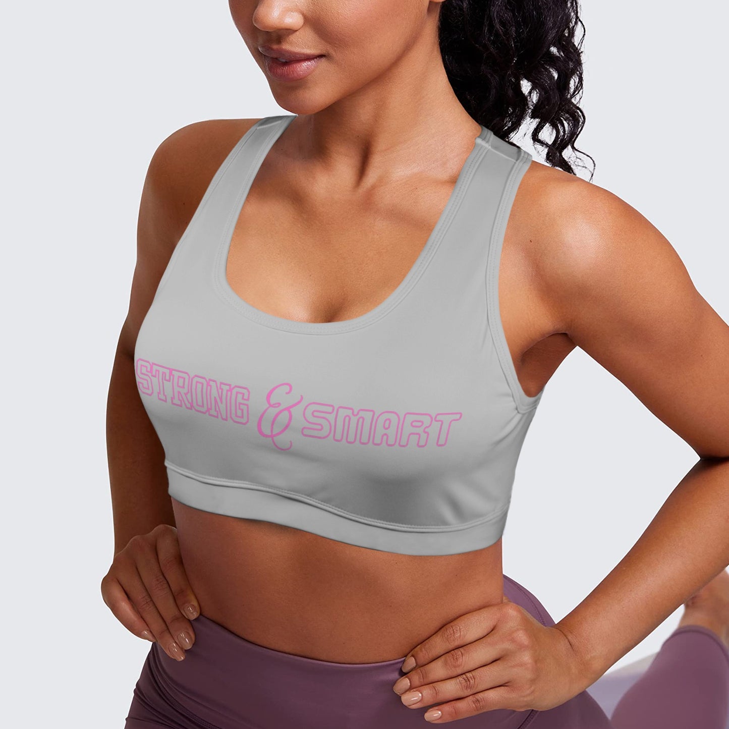 Strong and Smart Racerback Sports Bra - Gray
