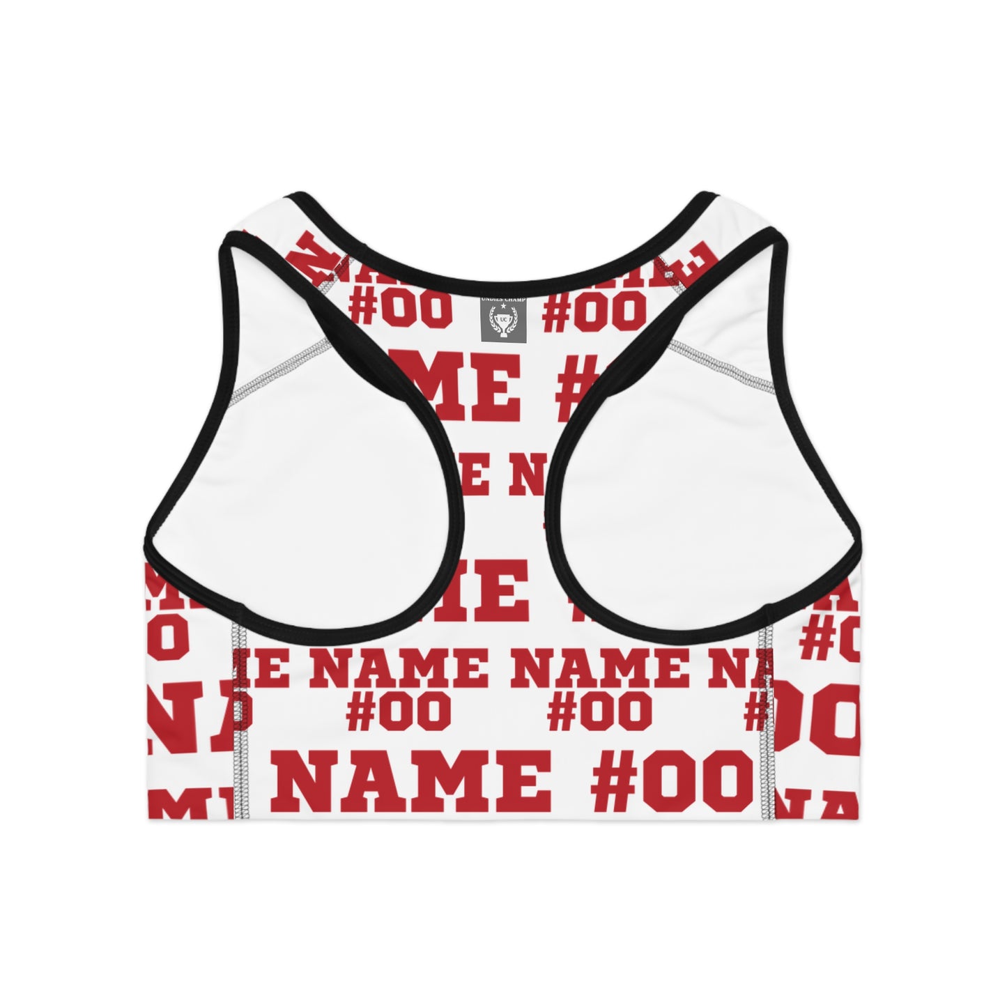 Red Customizable Name and Number Sports Bra