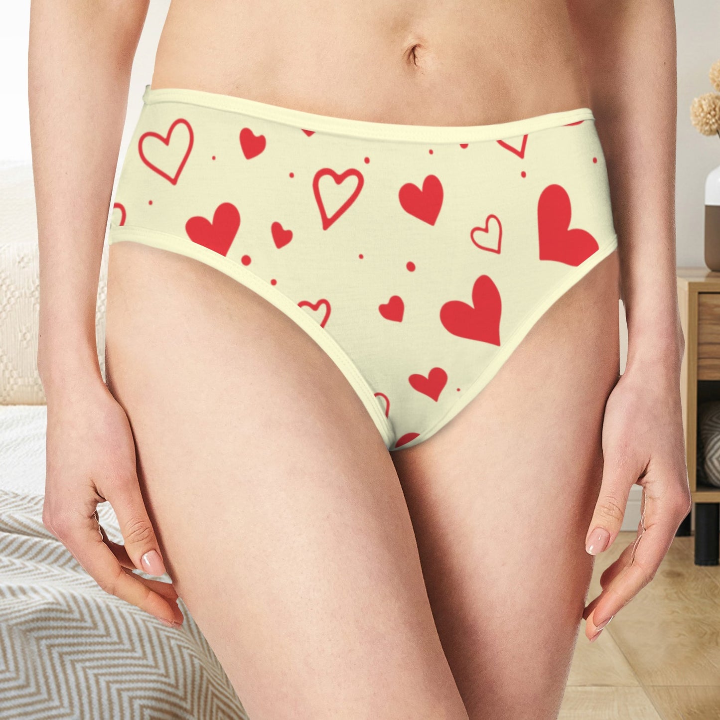 Hearts Panties - Crimson and Cream