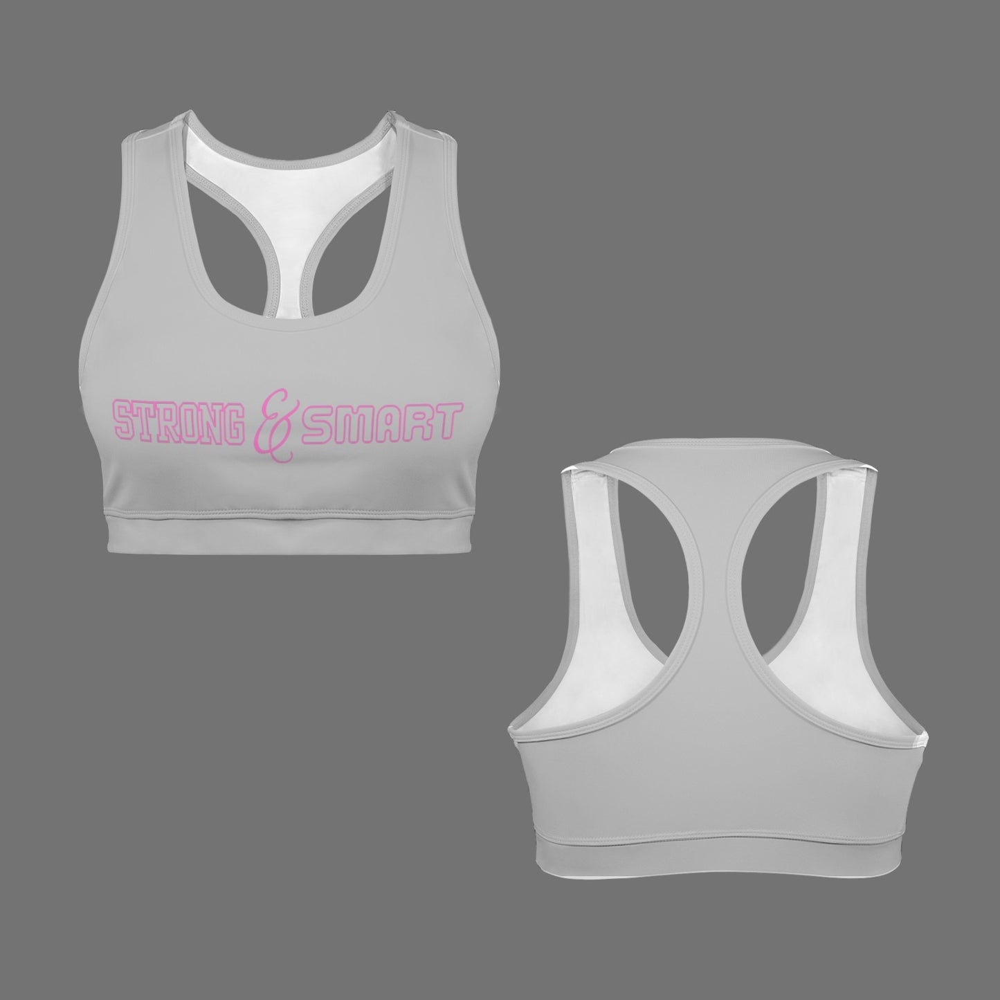 Strong and Smart Racerback Sports Bra - Gray