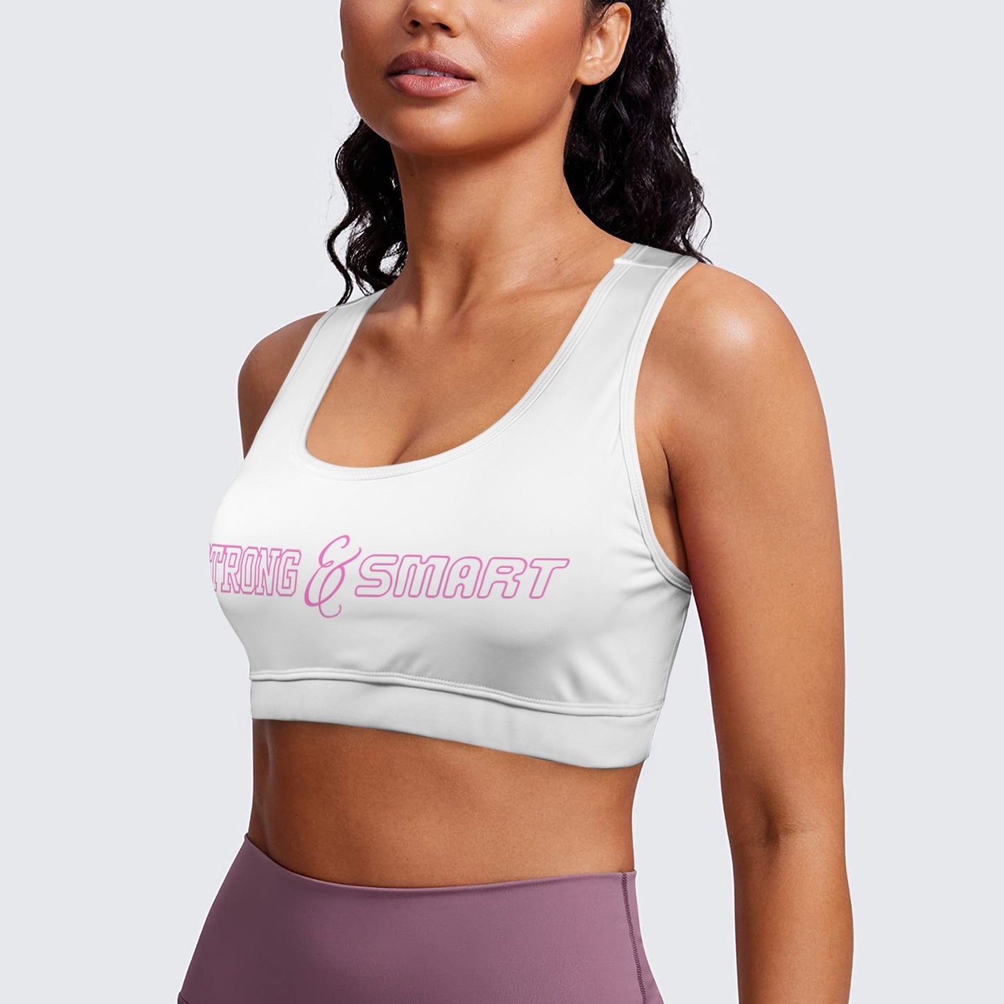 Strong and Smart Racerback Sports Bra - White