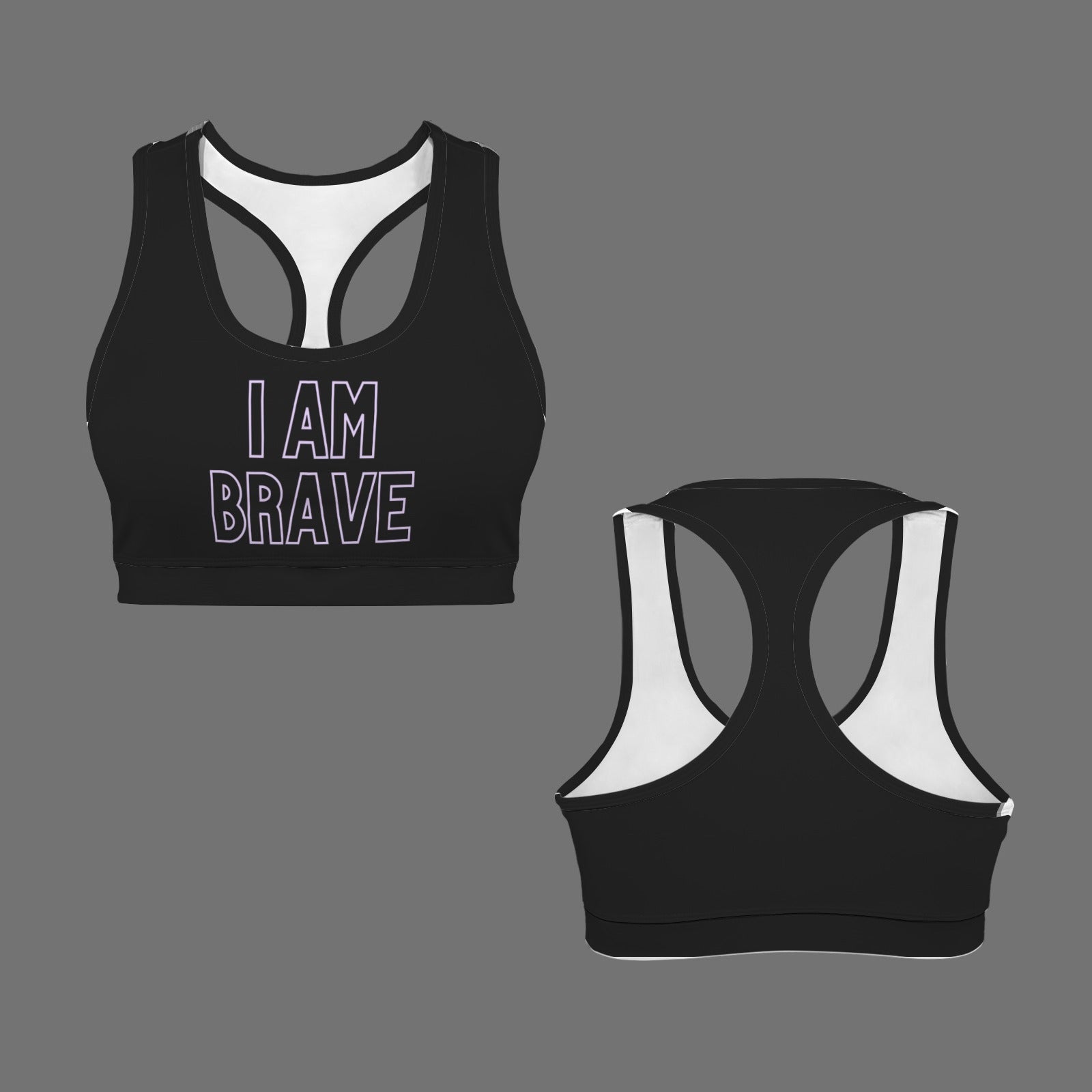 I am Brave Racerback Sports Bra - Black
