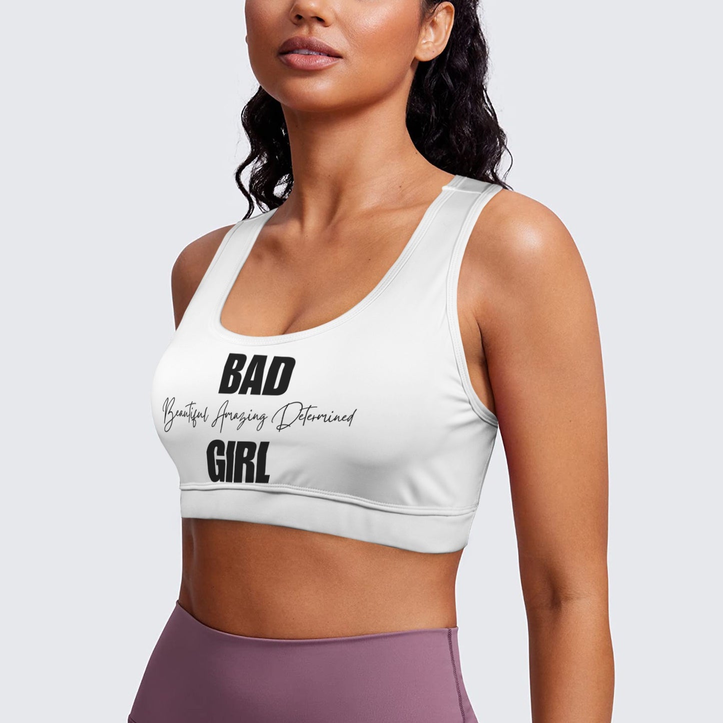 BAD Girl Racerback Sports Bra - White
