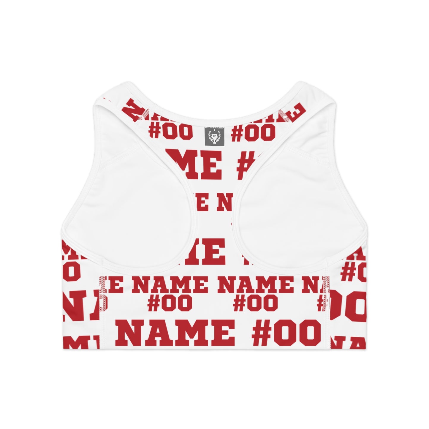Red Customizable Name and Number Sports Bra