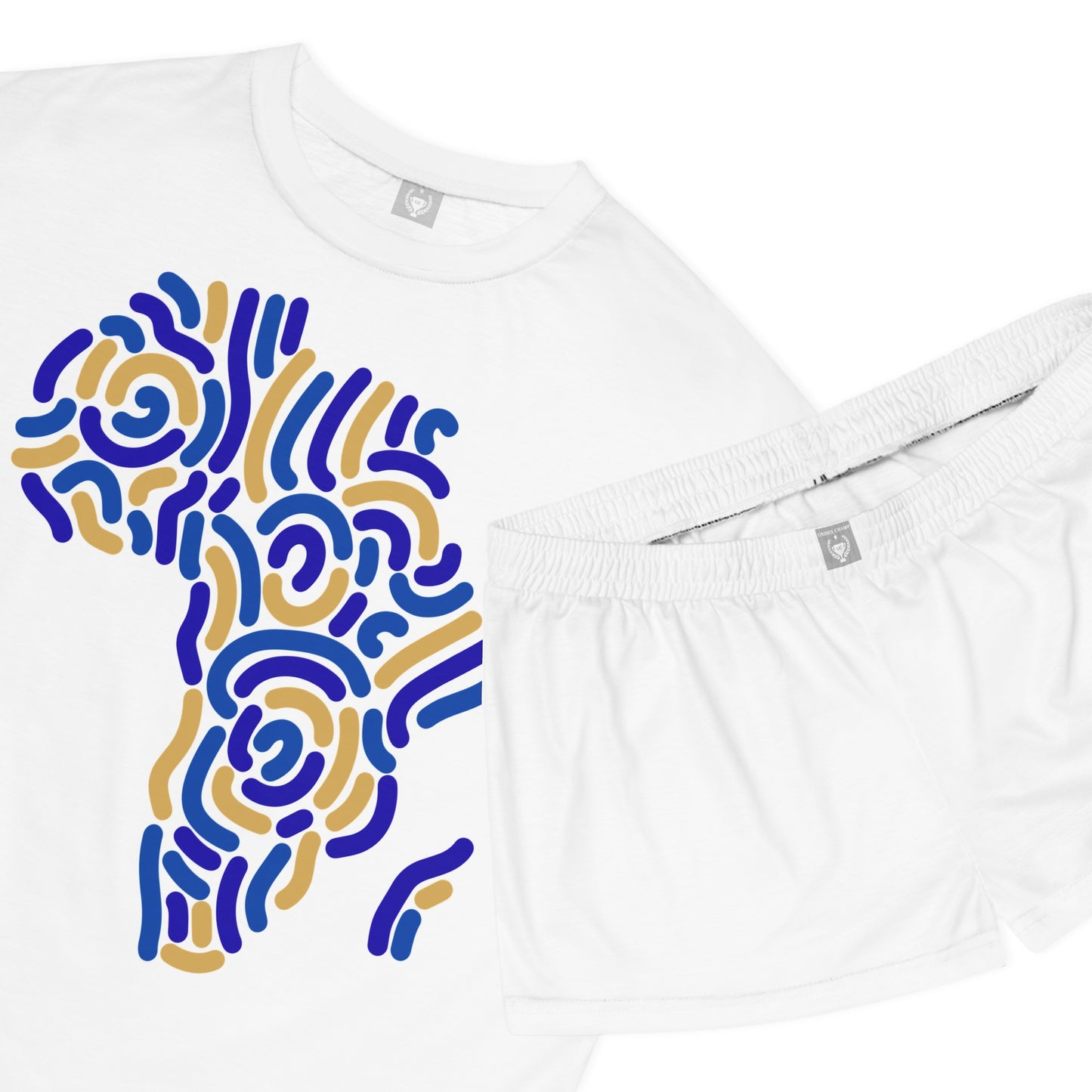 Blue and Gold Africa Short Pajama Set