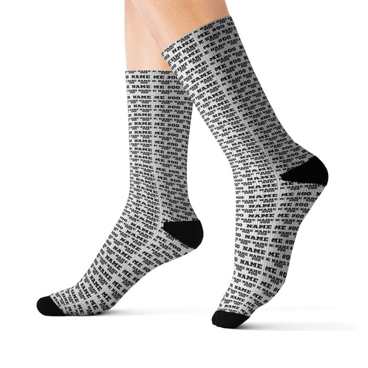 Black Customized Name Pattern Socks