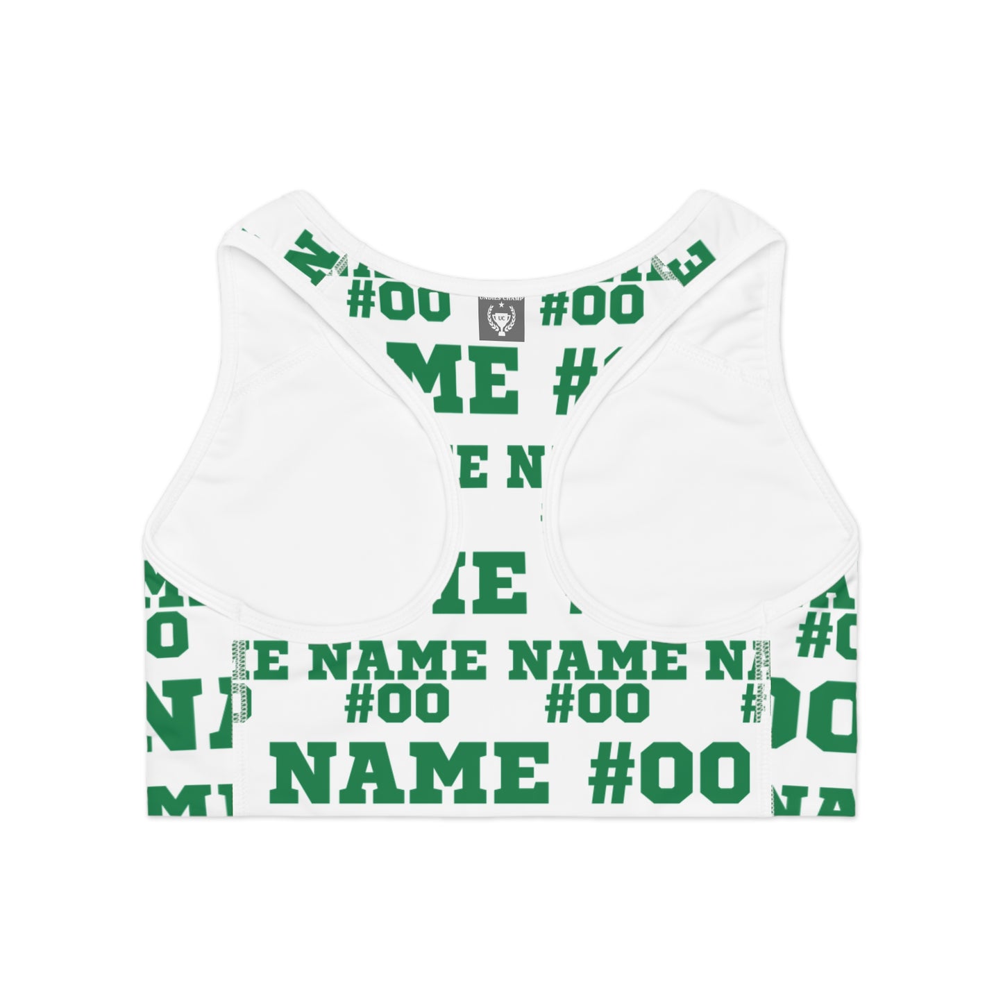 Green Customizable Name and Number Sports Bra