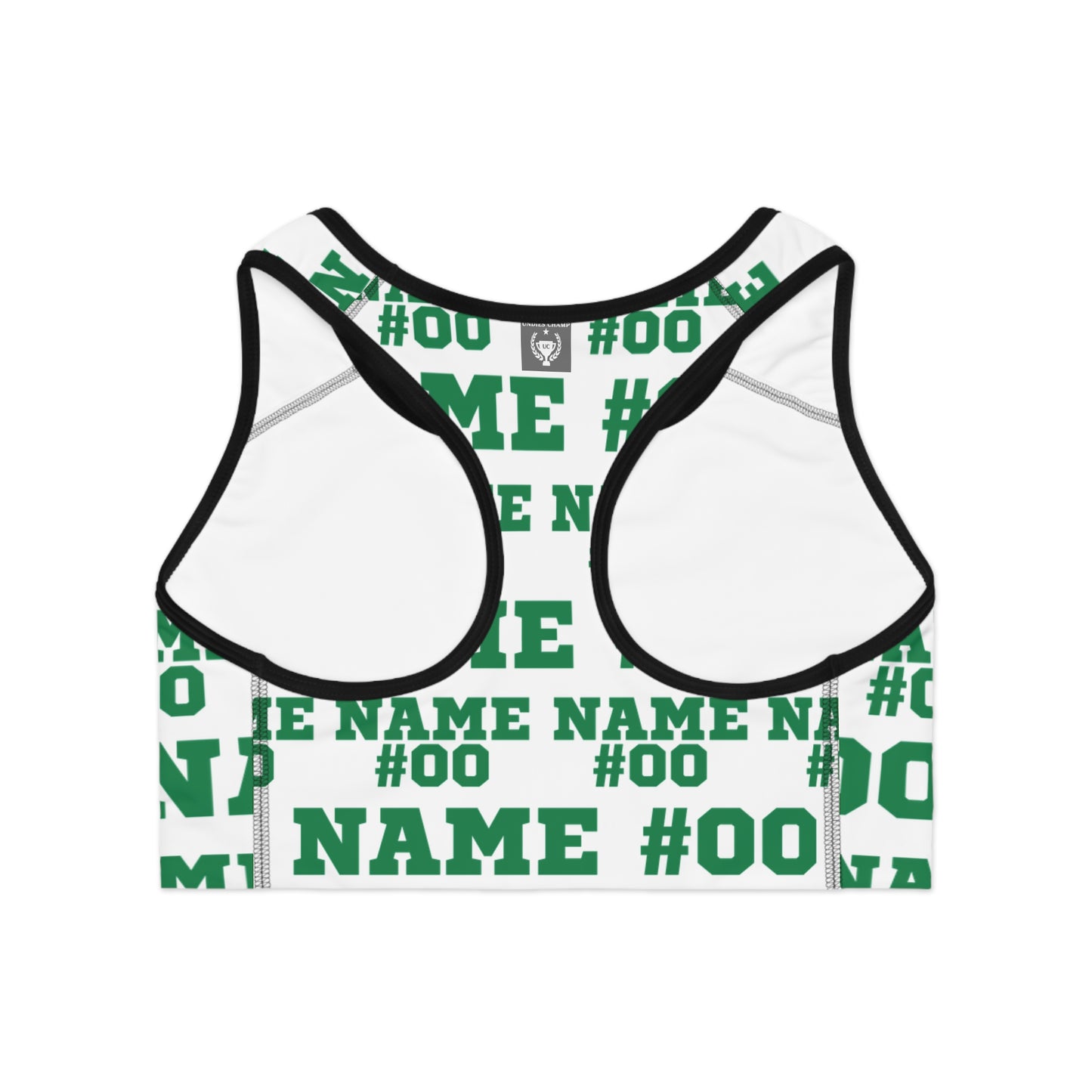 Green Customizable Name and Number Sports Bra