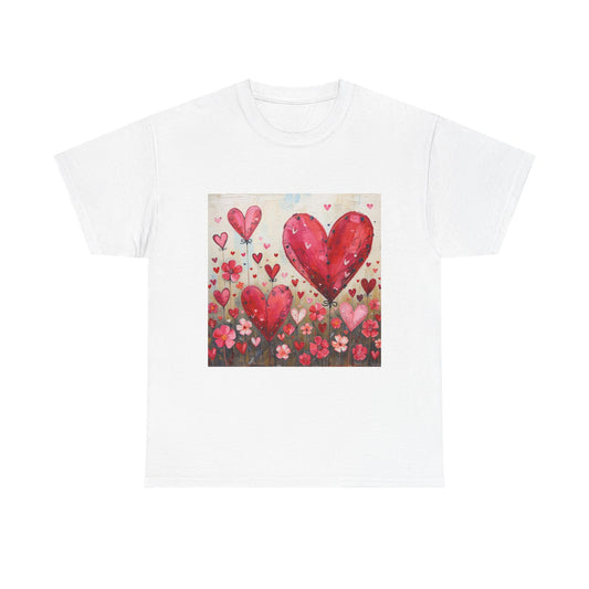 Heart Garden T-Shirt — Watercolor Hearts Valentine Tee