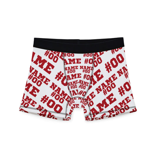 Red Customizable Name and Number Boxers