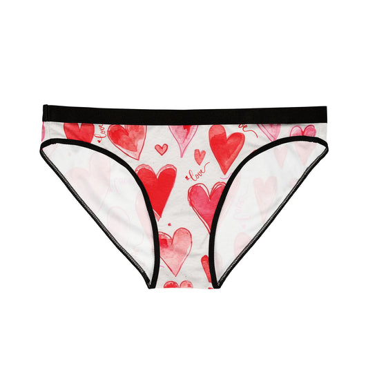 Heart Watercolor Bikini Briefs — Women's Valentine’s Love Print Underwear