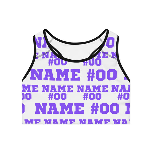 Purple Customizable Name and Number Sports Bra
