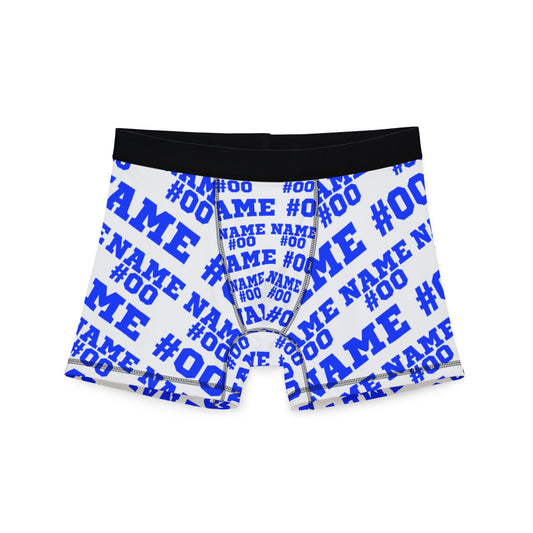 Blue Customizable Name and Number Boxers