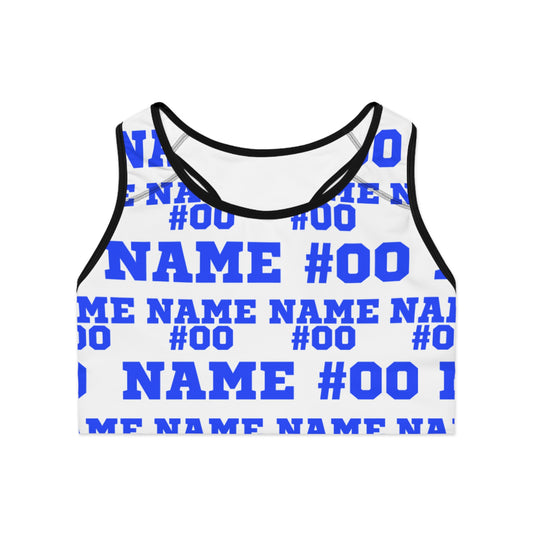 Blue Customizable Sports Bra