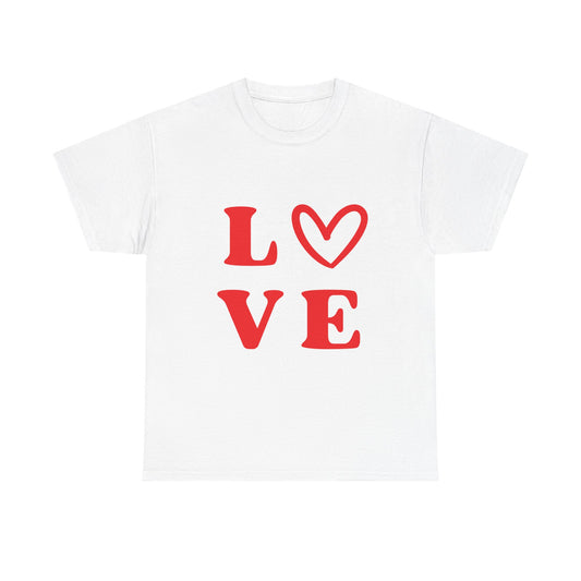 Love Heart T‑Shirt – Red LOVE Graphic Tee for Valentine’s Day
