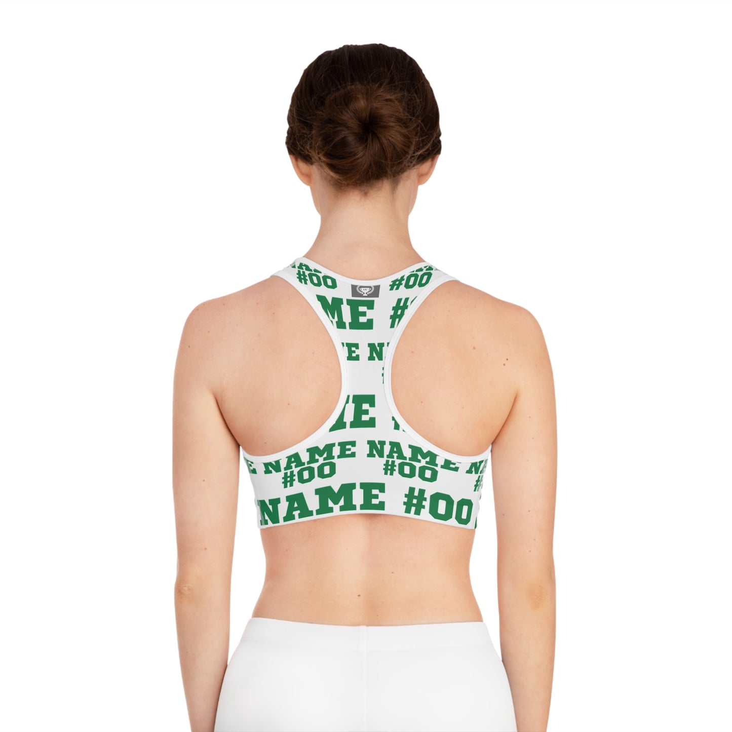 Green Customizable Name and Number Sports Bra