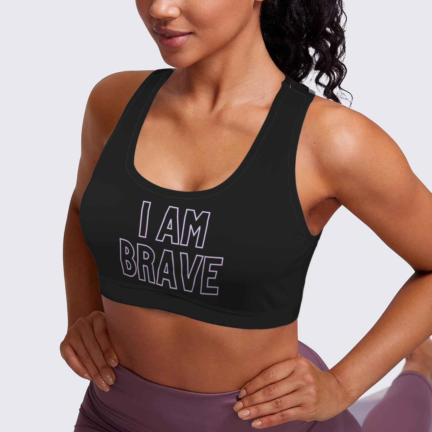 I am Brave Racerback Sports Bra - Black