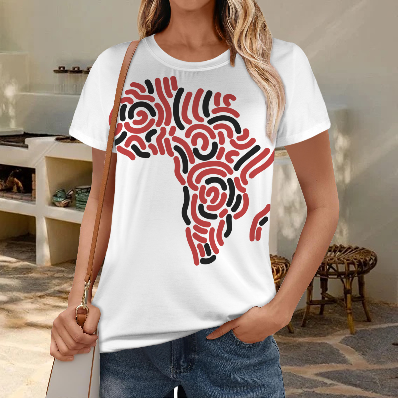 Red and Black Africa Poly Tee