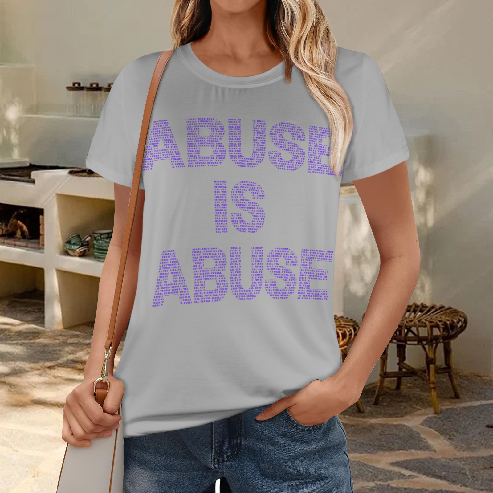 Abuse is Abuse Poly Tee (Gray)