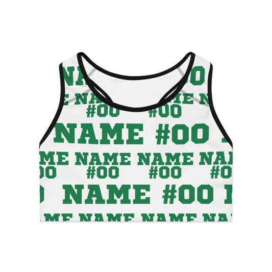 Green Customizable Name and Number Sports Bra