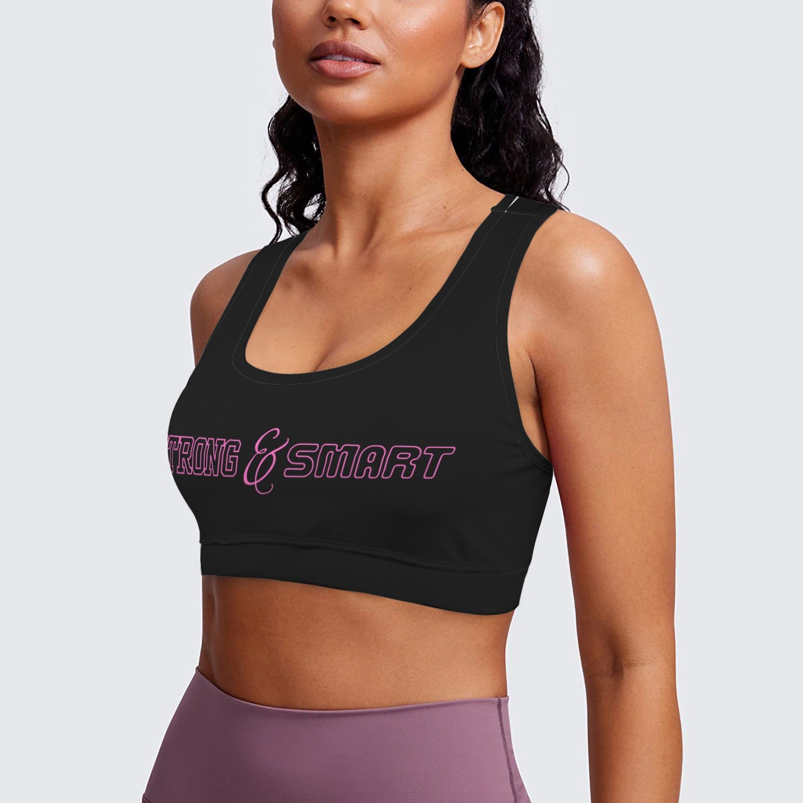 Strong and Smart Racerback Sports Bra - Black