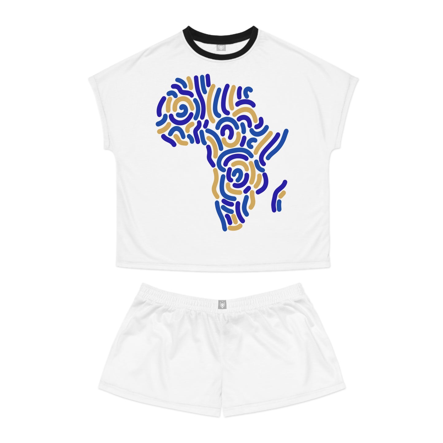 Blue and Gold Africa Short Pajama Set
