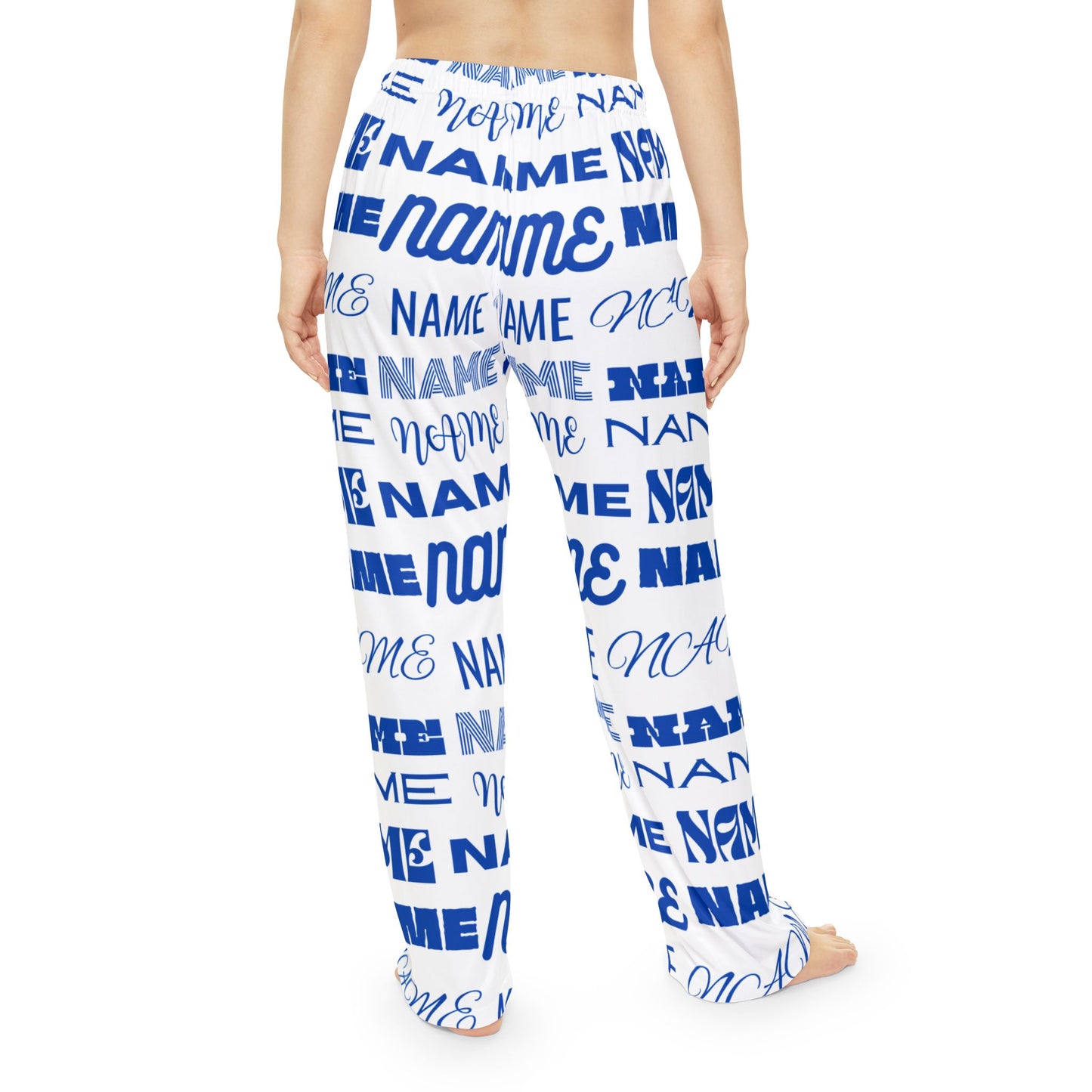 Blue and White Customizable Name Pajama Pants
