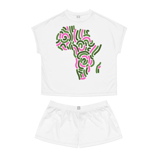 Pink and Green Africa Short Pajama Set