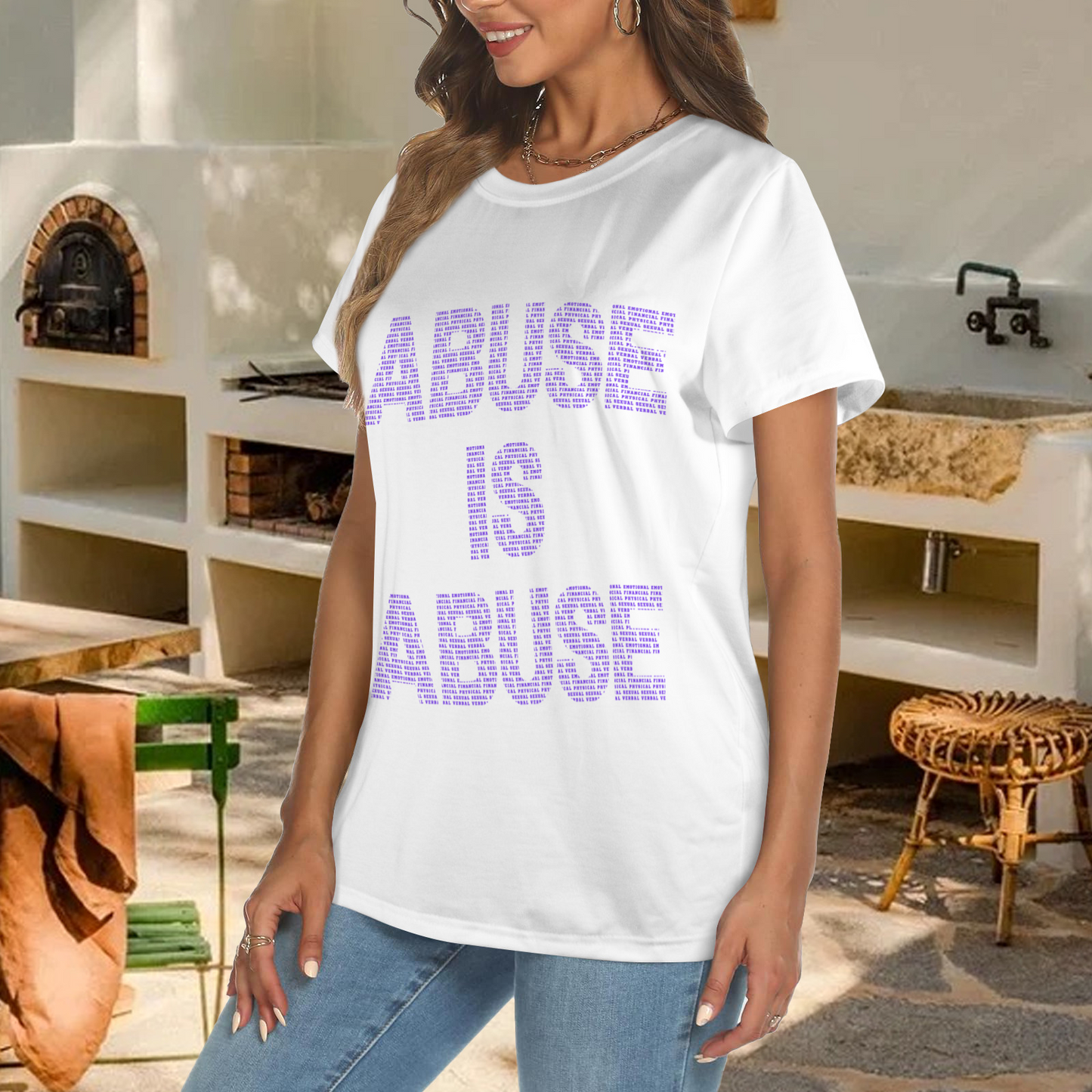 Abuse is Abuse Poly Tee (White)