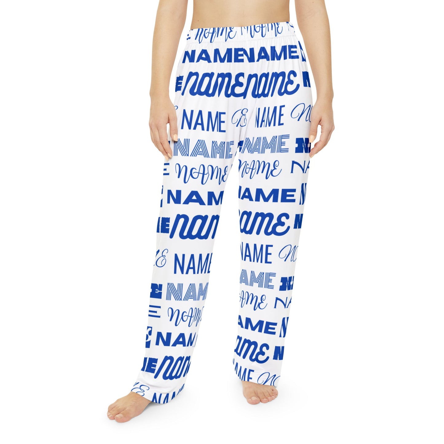 Blue and White Customizable Name Pajama Pants