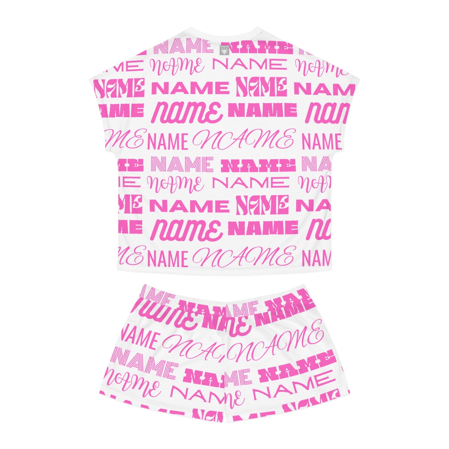 Pink Customizable Name Pattern Short Pajama Set