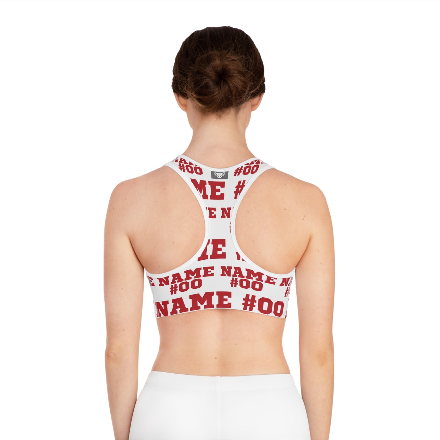 Red Customizable Name and Number Sports Bra