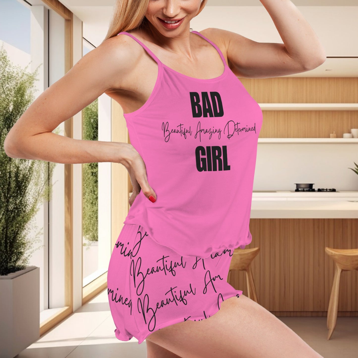 BAD Girl Tank Ruffle Pajama Set