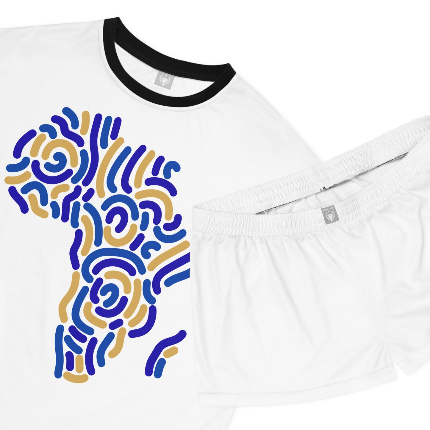 Blue and Gold Africa Short Pajama Set
